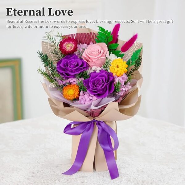Forever Flowers Gifts for Her, Preserved Flowers Bouquet Birthday Gifts for Women - Image 2